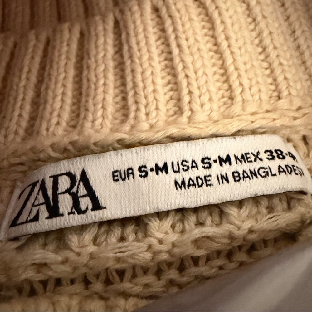 ZARA Oversized Chunky Open Knit Sweater in Beige, S/M - Picture 10 of 12